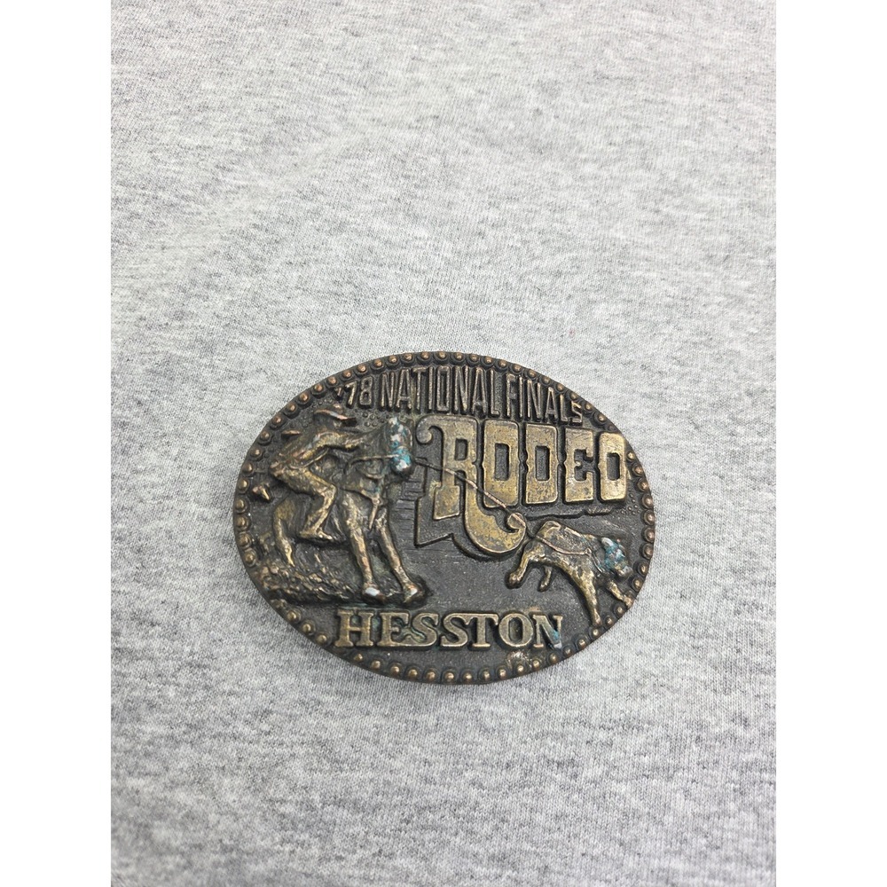 Vintage 1978 Hesston National Finals Rodeo NFR Solid Brass Belt Buckle Heavy